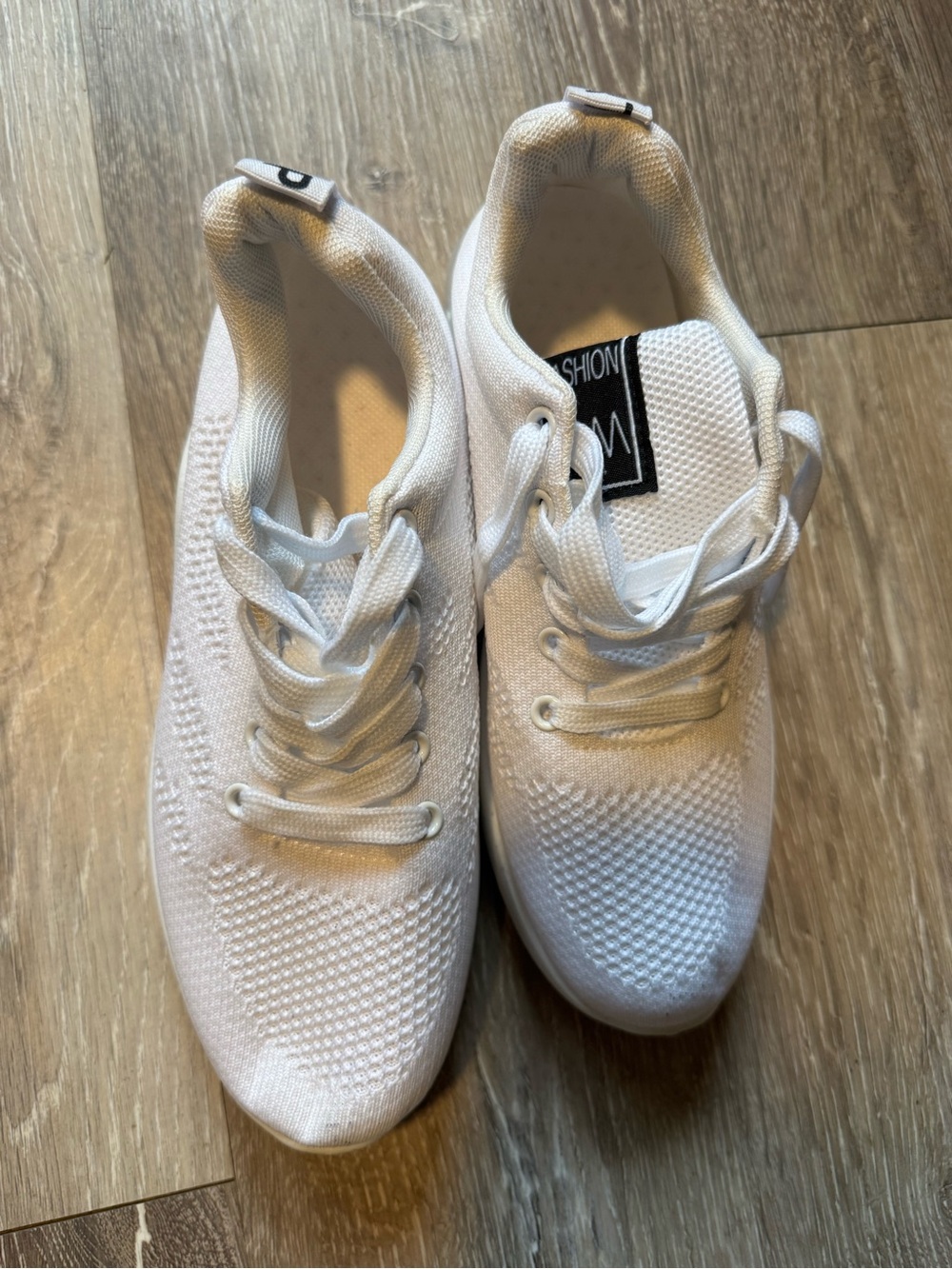White Women's Athletic Sneakers - Lightweight Knit Running Shoes